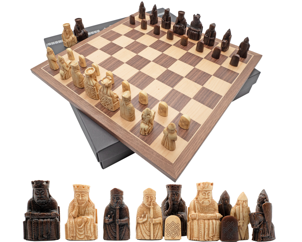 Ensemble d’Échecs Isle of Lewis – Pièces & Échiquier avec Coffret de Présentation
