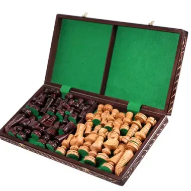 Grand Jeu d’Echecs César – Bois de Cerisier Sculpté à la Main, Echiquier 59 x 59 cm, Roi 14,5 cm