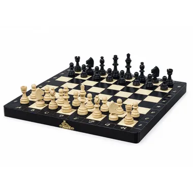 Magnetisches Schachspiel aus schwarzem Holz 28x28 cm – Faltbar und ideal für Reisen