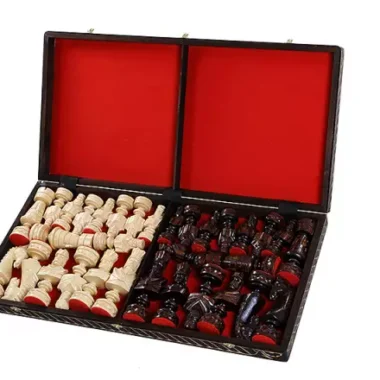 Jeu d’Echecs en Bois César Grand 82 x 81 cm – Sculpté à la Main