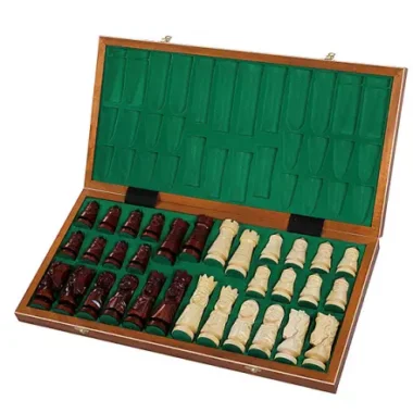 Jeu d’Echecs du Château Grand Format en Bois Réalisé à la Main – Echiquier 59 cm