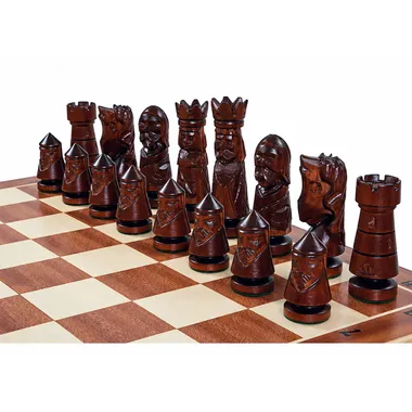 Großformatiges Château-Schachspiel aus Holz – Schachbrett 59 cm