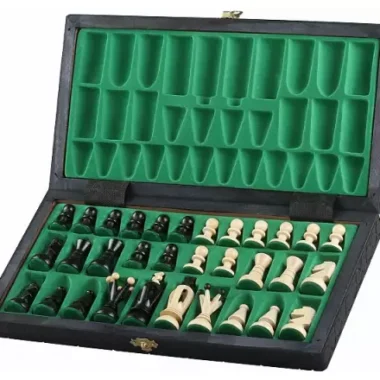 Jeu d’Echecs Moyen en Bois d’Erable – Échiquier Noir 34 cm