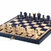 Échiquier Moyen en Bois Bleu – Jeu d’Echecs 34 x 34 cm pour Passionnés