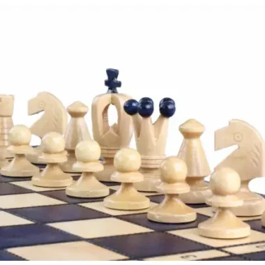 Échiquier Moyen en Bois Bleu – Jeu d’Echecs 34 x 34 cm pour Passionnés