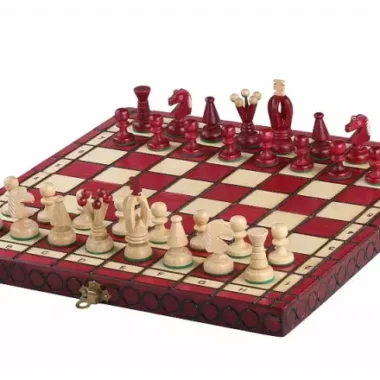 Échiquier Moyen en Bois Cerise – Jeu d’Echecs 34 x 34 cm pour Débutants et Passionnés
