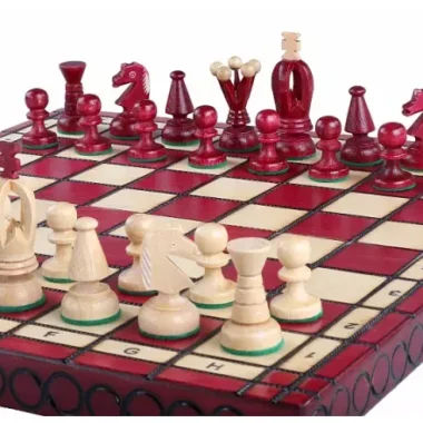 Échiquier Moyen en Bois Cerise – Jeu d’Echecs 34 x 34 cm pour Débutants et Passionnés