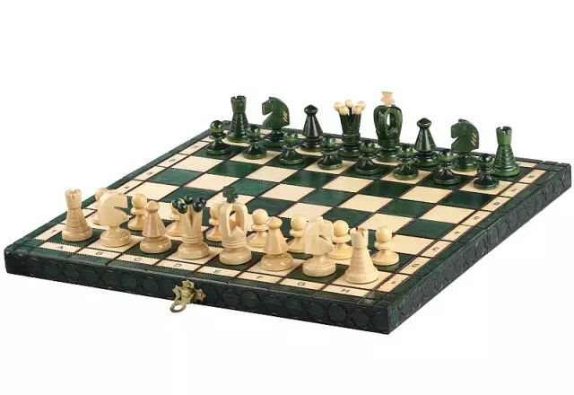 Jeu d’échecs Moyen en Bois Vert – Échiquier 35 cm pour Amateurs et Cadeau