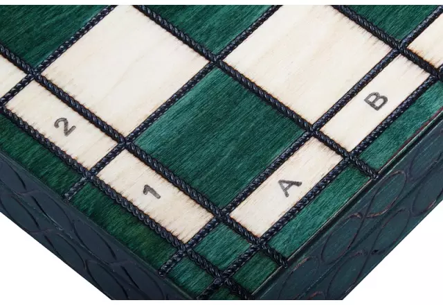 Jeu d’échecs Moyen en Bois Vert – Échiquier 35 cm pour Amateurs et Cadeau