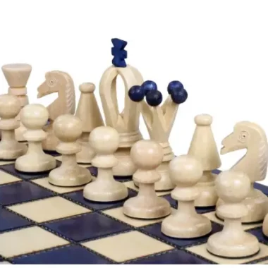 Jeu d’Echecs Petit Royal Bleu – Ensemble en Bois Pliant Portable