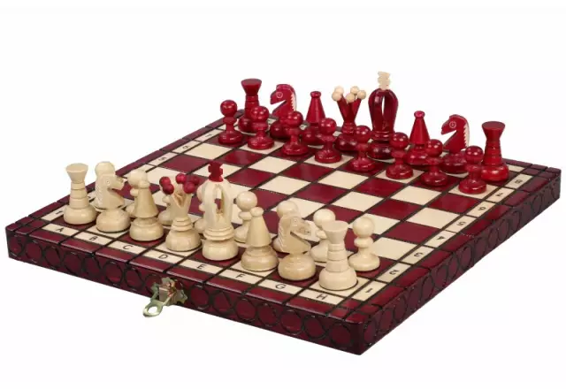 Ensemble de Jeu d’Echecs Polonais en Bois – Pièces en Bois d'Erable et Sycomore sur Echiquier en Hêtre et Bouleau