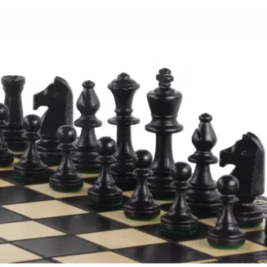 Schachspiel aus schwarzem Holz – Klappbares Schachbrett mit Staunton-Figuren