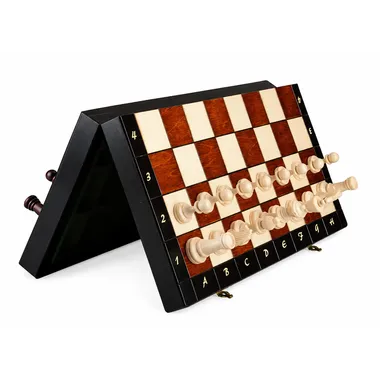 Magnetisches Schachspiel 35 × 35 cm – Magnetisches Holzschachbrett mit Staunton-Figuren