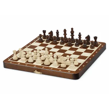 Magnetisches Reise-Schachspiel 28x28 cm – Intarsiert und klappbar mit magnetischen Figuren