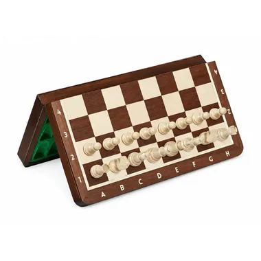 Magnetisches Reise-Schachspiel 28x28 cm – Intarsiert und klappbar mit magnetischen Figuren