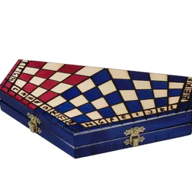 3-Spieler-Schachspiel aus Holz – Dreifarbiges hexagonales Set with Staunton-Figuren