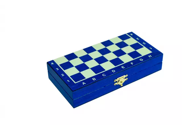 Jeu d’Echecs Magnétique Mini en Bois – Bleu, Compact, Portable et Idéal pour Voyager