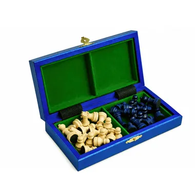 Jeu d’Echecs Magnétique Mini en Bois – Bleu, Compact, Portable et Idéal pour Voyager
