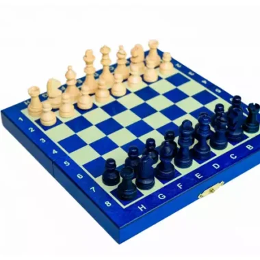 Kleines Klappbares Schachspiel 20 x 20 cm mit Staunton-Figuren und Aufbewahrung