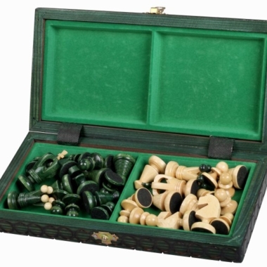 Ensemble d’Echecs en Bois Pliable – Petit Format 28,5 cm avec Pièces en Bois d'Erable et Sycomore