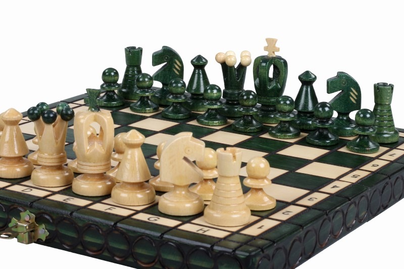 Ensemble d’Echecs en Bois Pliable – Petit Format 28,5 cm avec Pièces en Bois d'Erable et Sycomore
