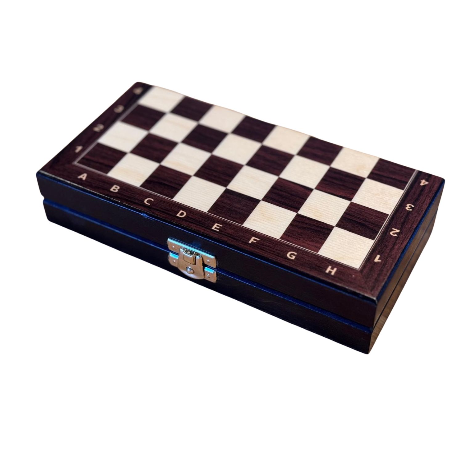 Mini Schachspiel aus Holz, faltbar und kompakt 20 x 20 cm – Bild 4