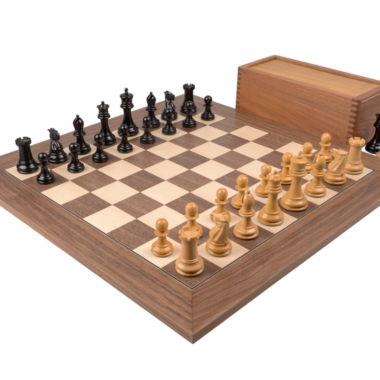 Jeu d’échecs de luxe Staunton 1890 en ébène et noyer – Reproduction artisanale