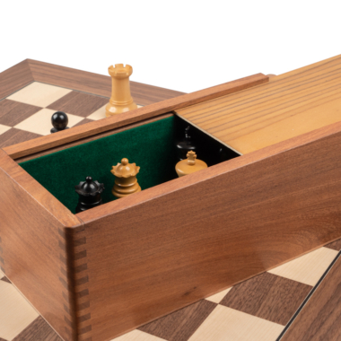 Jeu d’échecs de luxe Staunton 1890 en ébène et noyer – Reproduction artisanale