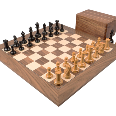 Jeu d’échecs de luxe Staunton 1869 en ébène et noyer – Reproduction artisanale