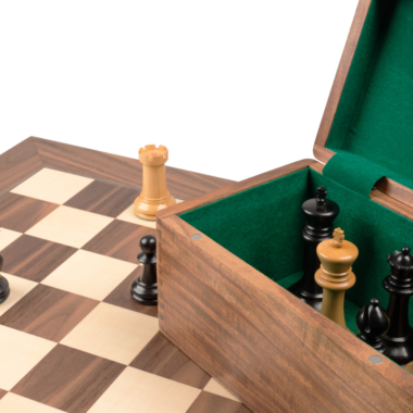 Jeu d’échecs de luxe Staunton 1869 en ébène et noyer – Reproduction artisanale