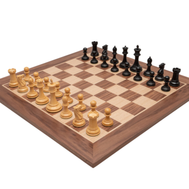 Ensemble d’Échecs Deluxe Old English Elite en Noyer et Noir