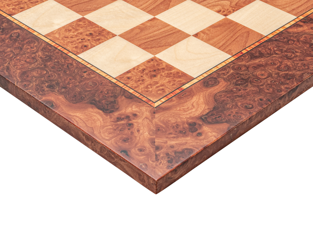 Jeu d’échecs de luxe Leningrad en bois noirci et loupe d’orme