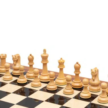 Ensemble d’échecs de luxe Leningrad en bois d’Anjan et Palissandre avec coffret