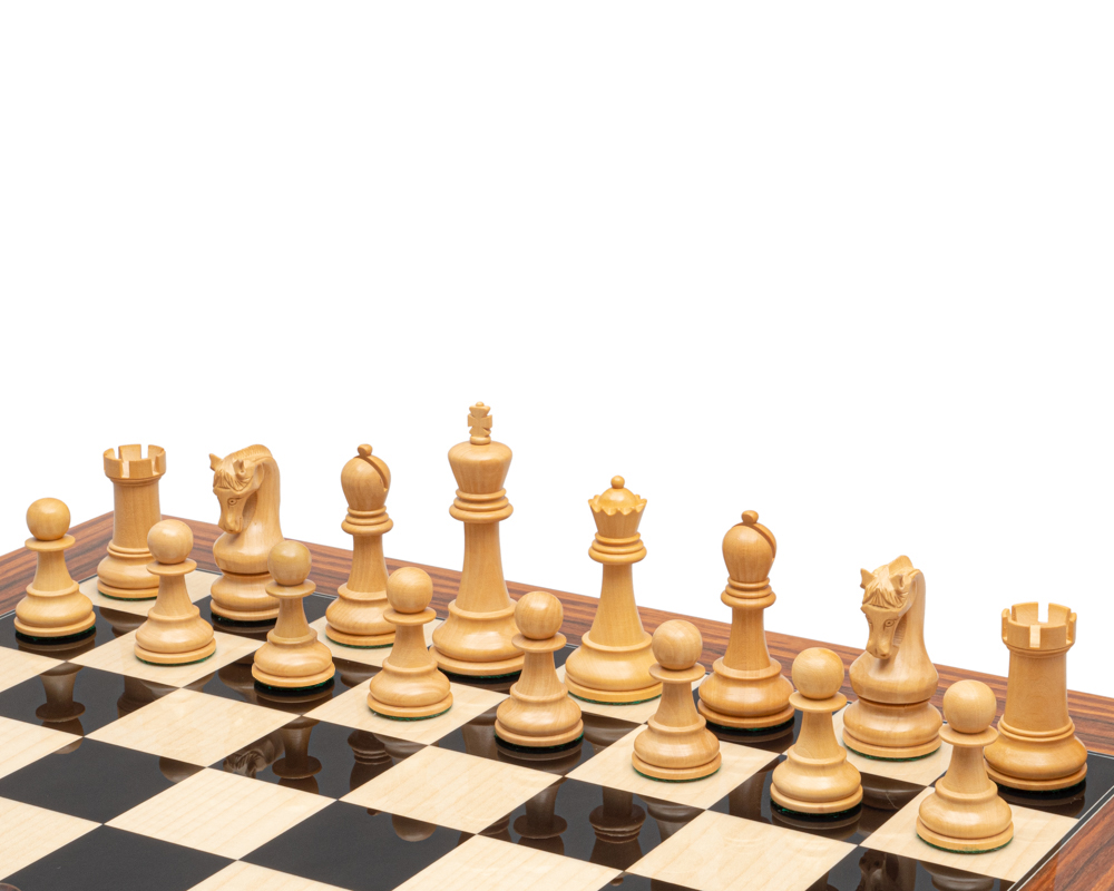 Ensemble d’échecs de luxe Leningrad en bois d’Anjan et Palissandre avec coffret
