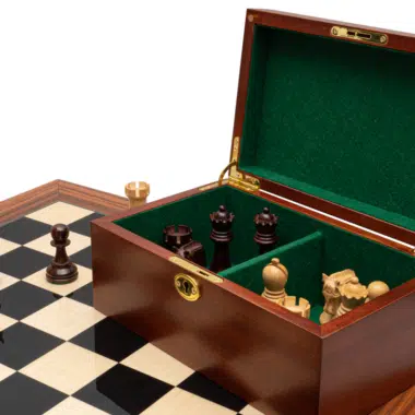 Ensemble d’échecs de luxe Leningrad en bois d’Anjan et Palissandre avec coffret