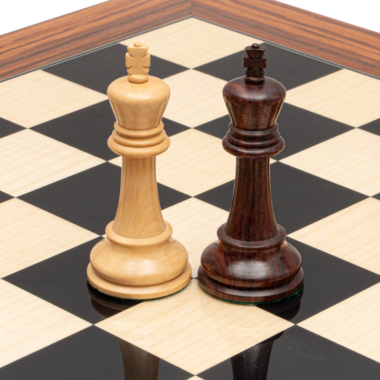 Ensemble d’échecs de luxe Leningrad en bois d’Anjan et Palissandre avec coffret