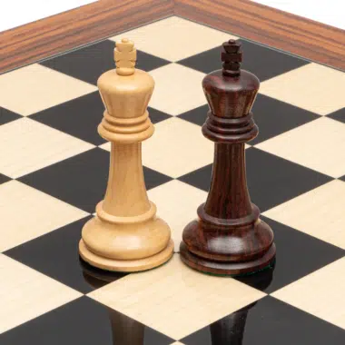 Ensemble d’échecs de luxe Leningrad en bois d’Anjan et Palissandre avec coffret