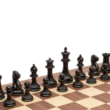 Jeu d’Échecs Staunton 1851 de Luxe en Ébène et Buis avec Échiquier de 60 cm et Coffret en Acajou – Roi 11 cm