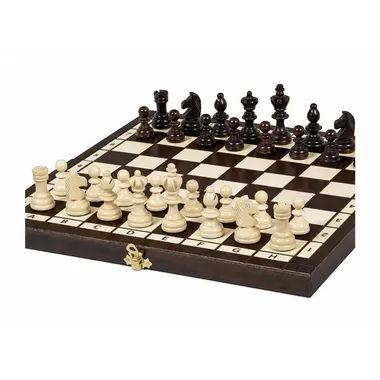 Olympia-Schachspiel aus Holz – Schachbrett 36 × 36 cm mit klassischen Staunton-Figuren