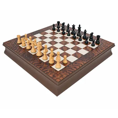 Kingsclere Luxus-Schachspiel aus Ebenholz und Walnuss in Grundaufstellung