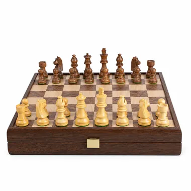 Schachspiel aus Nussbaum 40x40 cm mit eleganten Staunton-Figuren - Le Palais Des Echecs