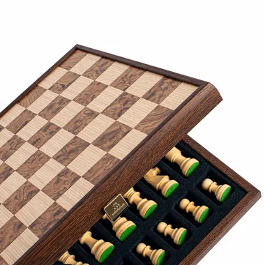 Aufbewahrungsbox des Schachspiels Nussbaum 40x40 cm mit sorgfältiger Aufbewahrung der Figuren – Le Palais Des Echecs