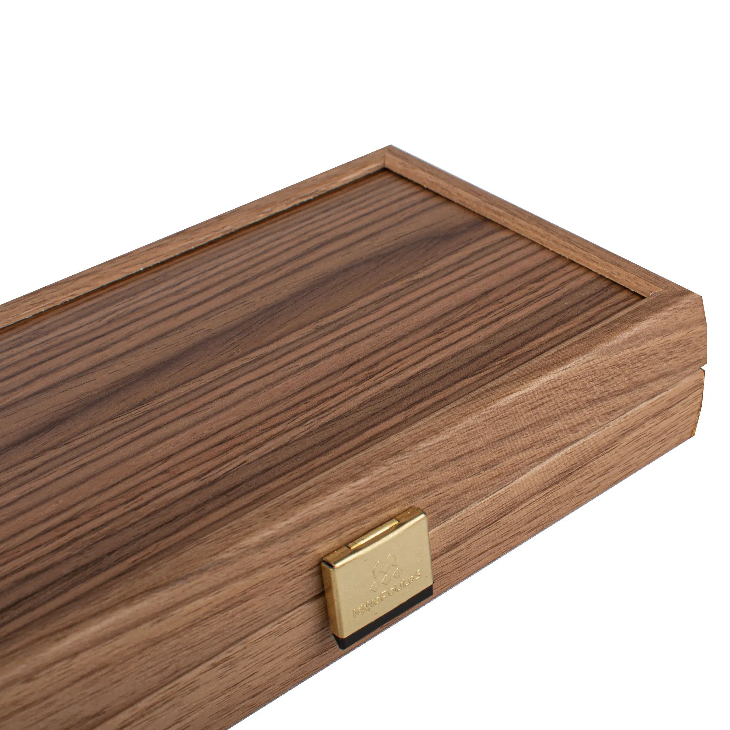 Fermeture en métal doré du coffret de backgammon en bois de noyer - Le Palais Des Echecs