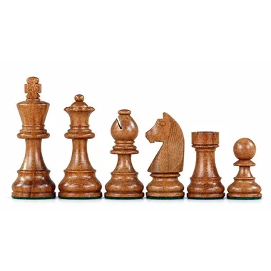 Staunton 4" Schachfiguren aus Akazienholz, frontal präsentiert - Le Palais Des Echecs