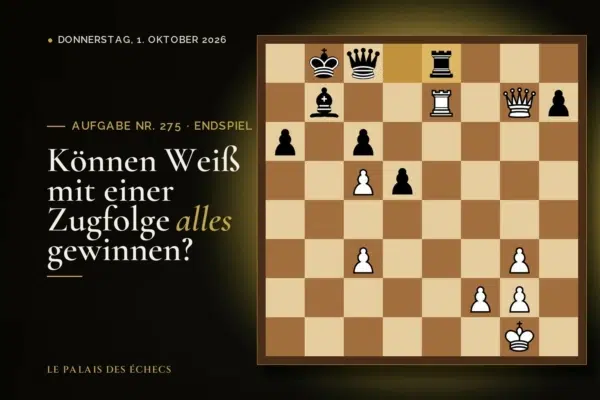 Stellung der Schachaufgabe Nr. 275: Weiß zieht und gewinnt