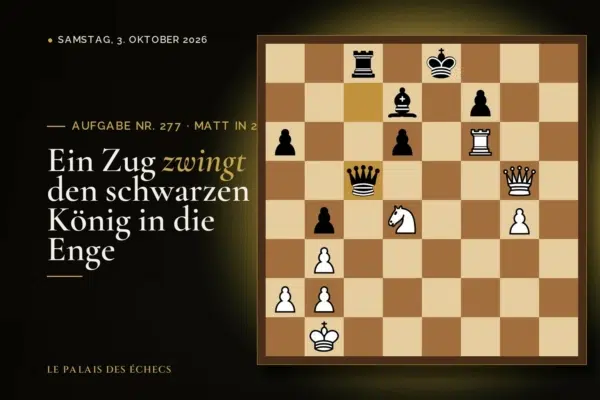 Stellung der Schachaufgabe Nr. 277: Weiß zieht und setzt in 2 matt