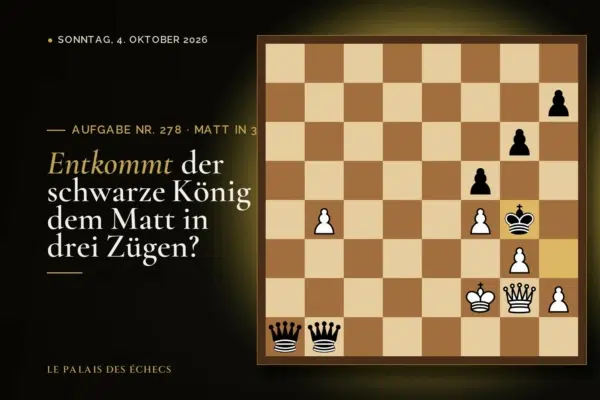 Stellung der Schachaufgabe Nr. 278: Weiß zieht und setzt in 3 matt