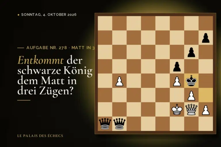 Stellung der Schachaufgabe Nr. 278: Weiß zieht und setzt in 3 matt
