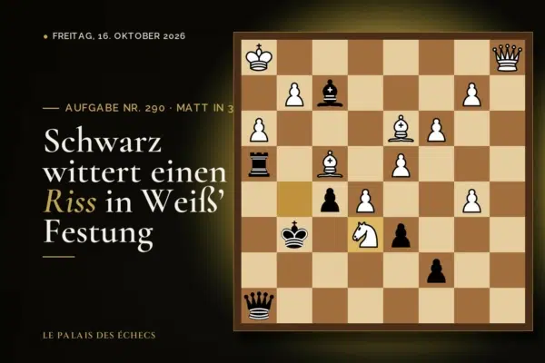 Stellung der Schachaufgabe Nr. 290: Schwarz zieht und setzt in 3 matt