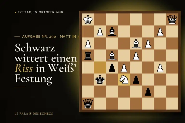 Stellung der Schachaufgabe Nr. 290: Schwarz zieht und setzt in 3 matt